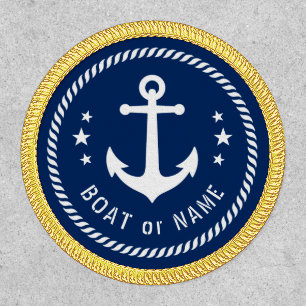 Boat Name Vintage Nautical Anchor Stars Rope Navy Patch
