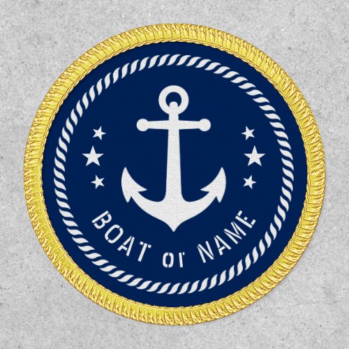 Boat Name Vintage Nautical Anchor Stars Rope Navy Patch