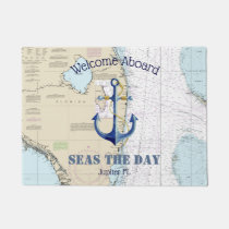 Boat Name Welcome Aboard Anchor Nautical South FL Doormat