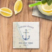 ⚓ Boat Name Welcome Aboard Florida Nautical Stone Coaster