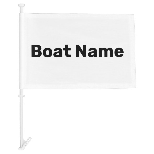 Boat Name White and Black Text Template Car Flag (Front)