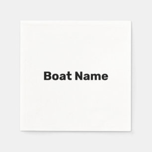 Boat Name White and Black Text Template Napkins
