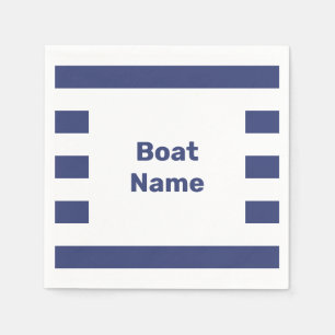 Boat Name White and Blue Stripes Striped Napkins