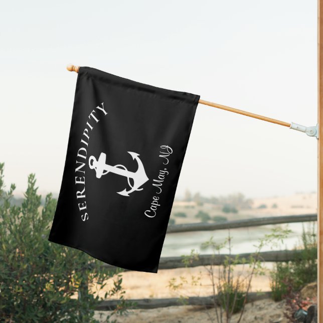 Boat Nautical Anchor Black House Flag (Insitu (Back))