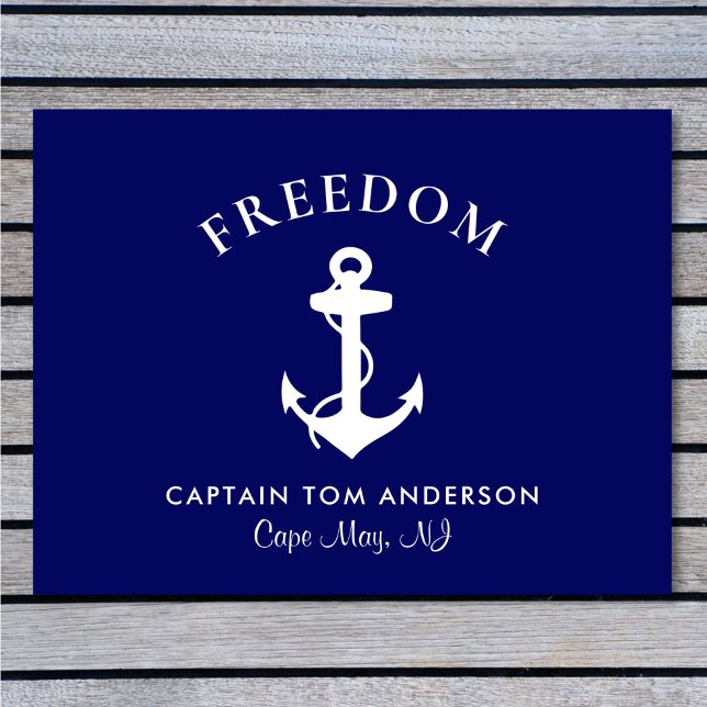 Boat Nautical Anchor Blue Captain Family Monogram Doormat (Creator Uploaded)