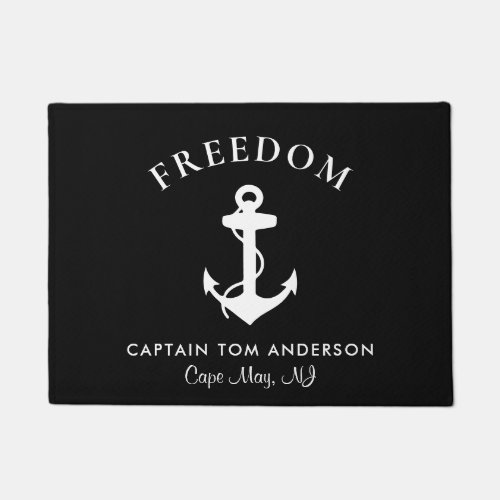 Boat Nautical Anchor Captain Black Doormat