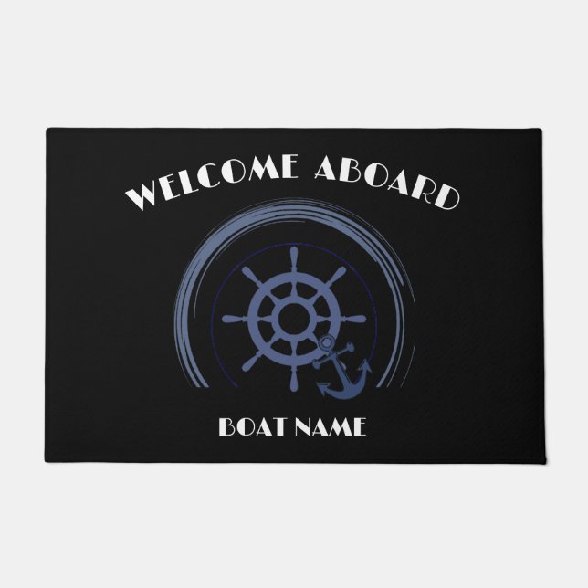 Boat Nautical Anchor Laurel  Custom Welcome Aboard Doormat (Front)