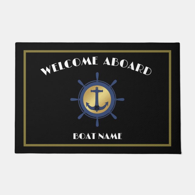 Boat Nautical Anchor Laurel  Custom Welcome Aboard Doormat (Front)