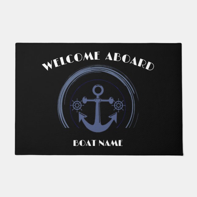 Boat Nautical Anchor Laurel  Custom Welcome Aboard Doormat (Front)