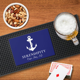 Boat Nautical Anchor Navy Blue Bar Mat