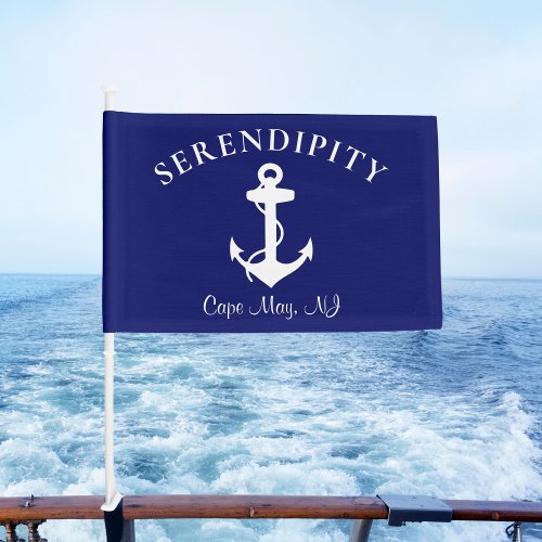 Boat Nautical Anchor Navy Blue Car Flag