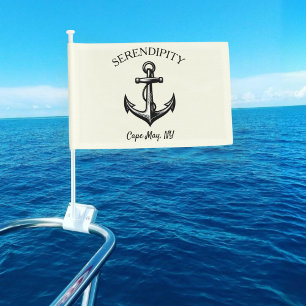 Boat Nautical Anchor Navy Blue Custom Car Flag