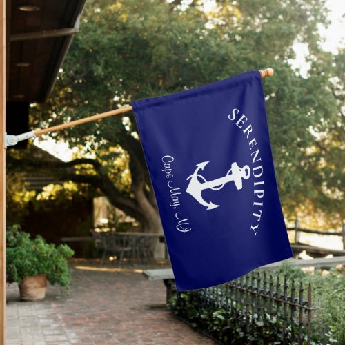 Boat Nautical Anchor Navy Blue House Flag