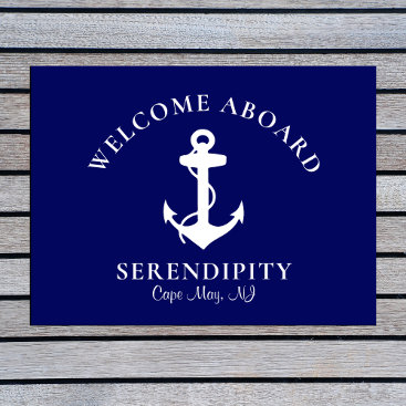 Boat Nautical Anchor Navy Custom Welcome Aboard Doormat