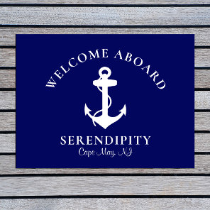 Boat Nautical Anchor Navy Custom Welcome Aboard Doormat