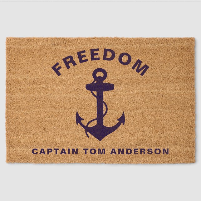 Boat Nautical Anchor Personalized Fiber Doormat (Front)
