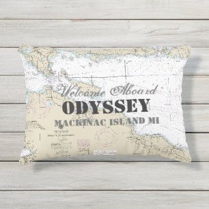 Boat & Nautical Chart Welcome Aboard Michigan Outdoor Pillow