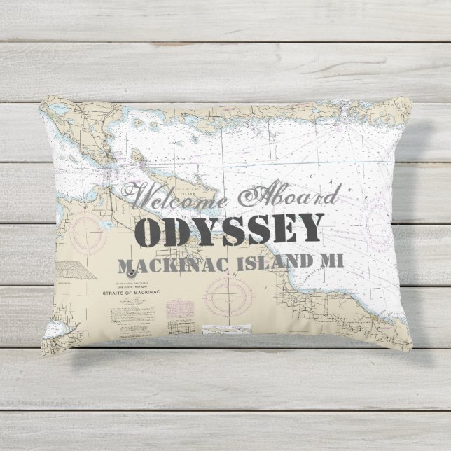 Boat & Nautical Chart Welcome Aboard Michigan Outdoor Pillow (Front)