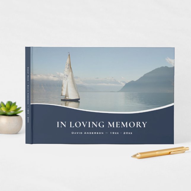 Boat Nautical In Loving Memory Funeral Guest Book (InSitu Display)