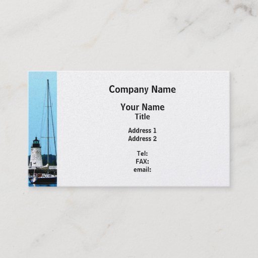 Customizable Boat Near Lighthouse Bristol RI - Platinum Finish Business Card