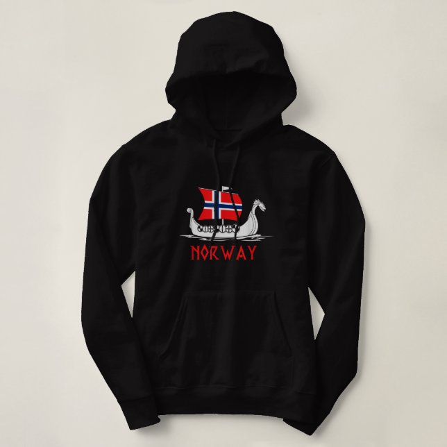 Boat Norwegian Flag Norway Viking Ship Norway  Hoodie (Design Front)