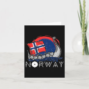 Boat Norwegian Flag Norway Viking Ship Pride Ocean Card