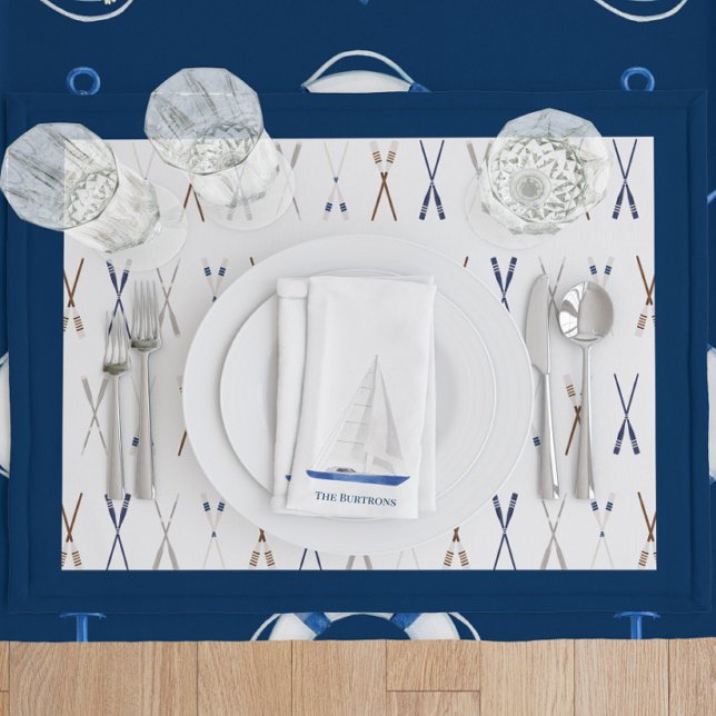 Boat Oar Nautical Paddles Cloth Placemat (Boat Oars Placemat, Nautical Table Setting)