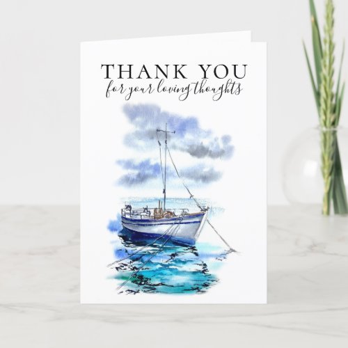 Boat Ocean Photo Funeral Thank You Card