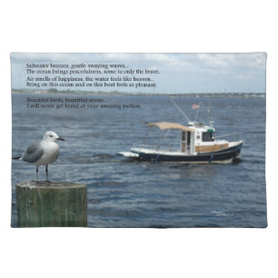 Boat ocean Seagull Poem Poetry Placemat