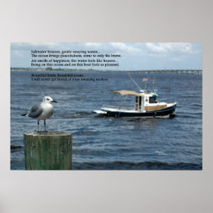 Boat ocean Seagull Poem Poetry Poster