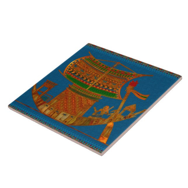 Boat of Reeds Egyptian Folk Art Tile (Side)