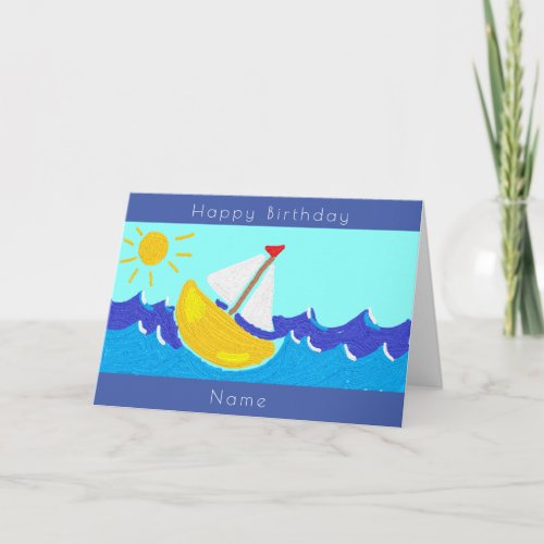 Boat on a Wave Birthday Card