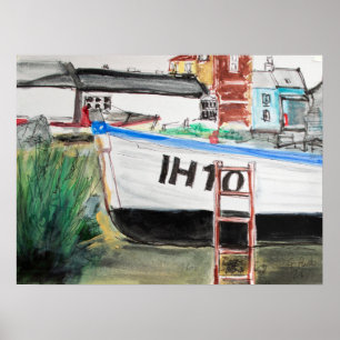 Boat on Aldeburgh Beach Coastal Poster