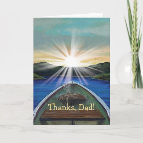 Boat on Lake Fathers Day Personalized Card