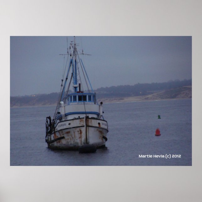 Boat on Monterey Bay Poster (Front)