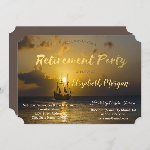 Boat On Sunset Retirement Party Invitation