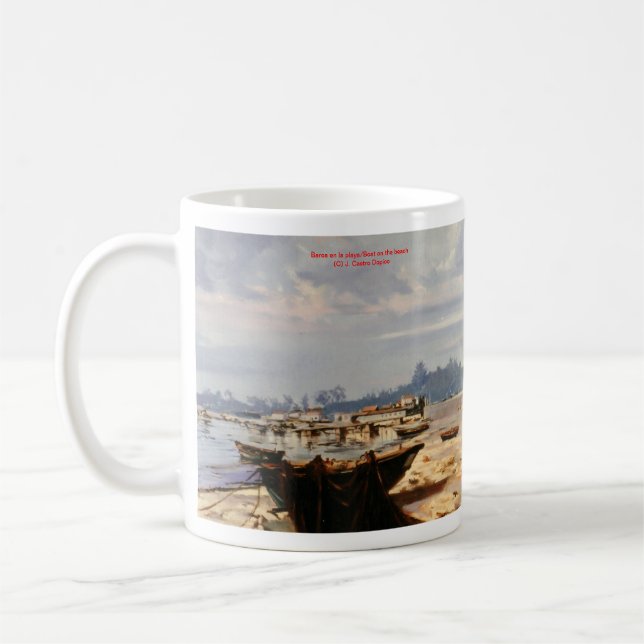 Boat on the beach coffee mug (Left)