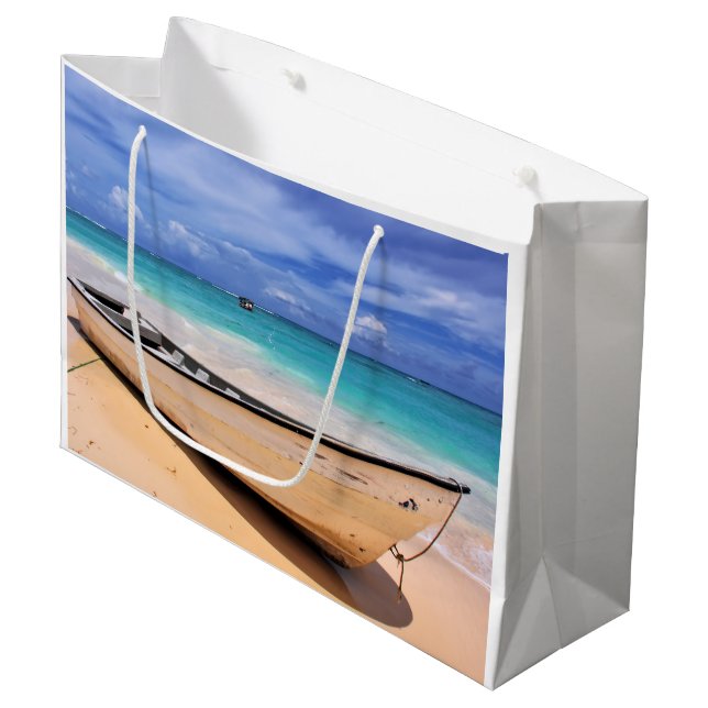 Boat On The Beach Large Gift Bag (Front Angled)