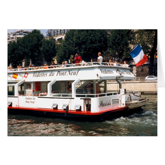 Boat on the River Seine in Paris card (Front Horizontal)