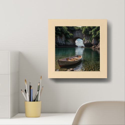 Boat on the water framed art
