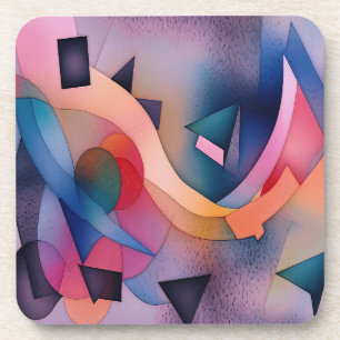 "Boat On Water" Contemporary Abstract Art Beverage Coaster