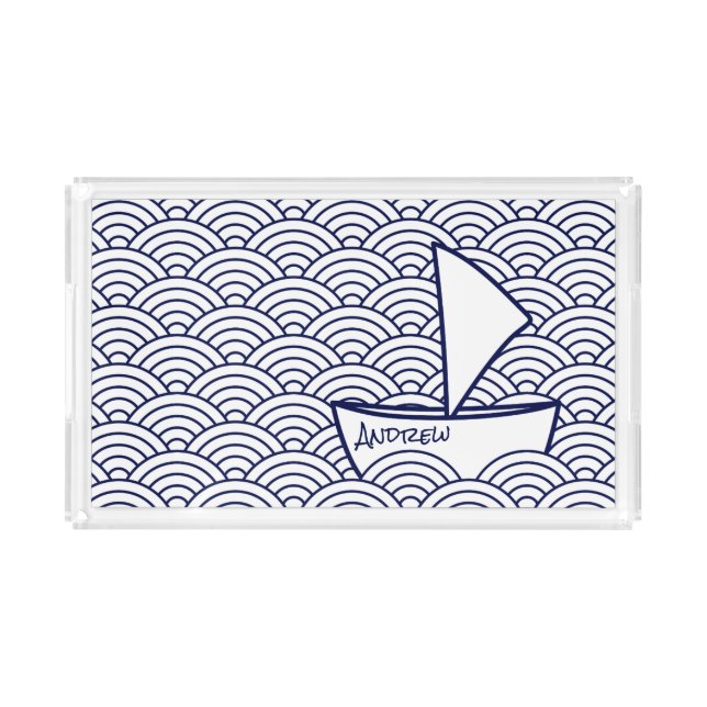 Boat on Waves Acrylic Tray (Front)