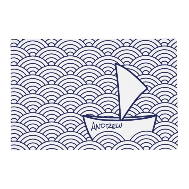 Boat on Waves Laminated Placemat (Front)