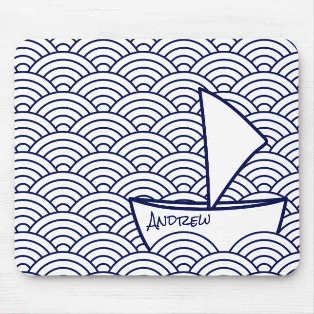 Boat on Waves Mouse Pad (Front)