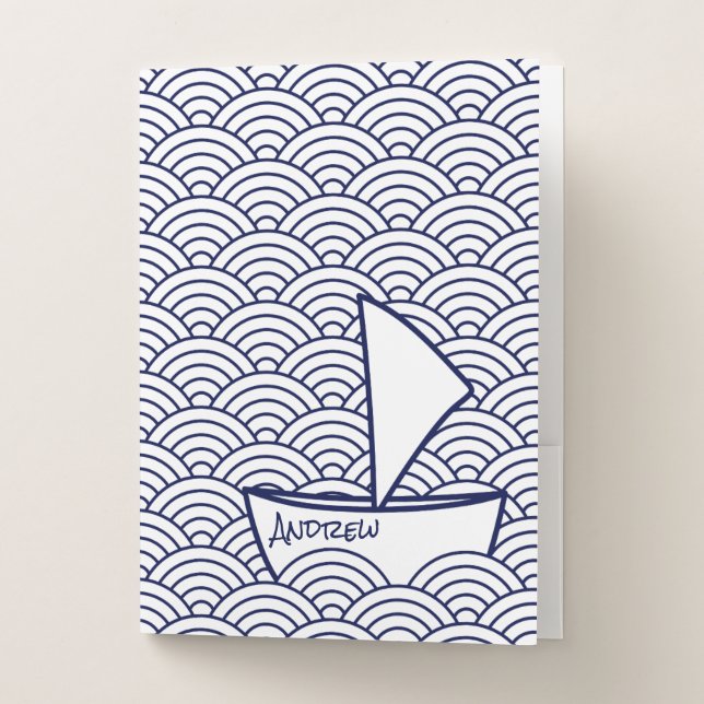 Boat on Waves Pocket Folder (Front)