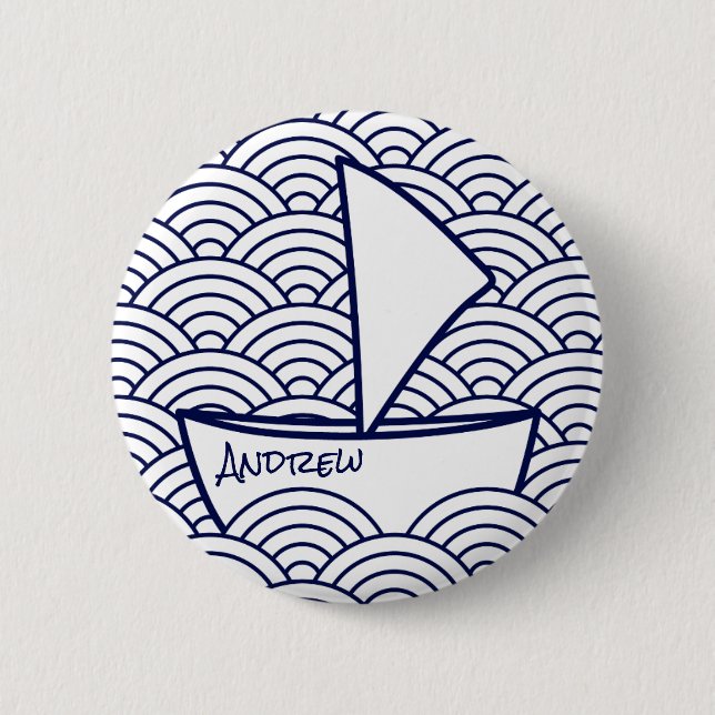Boat on Waves Round Button (Front)