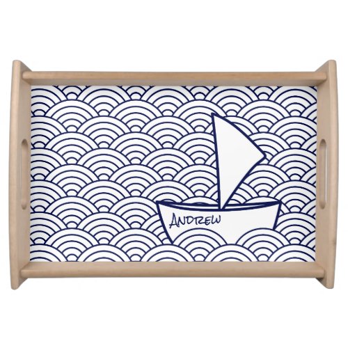 Boat on Waves Serving Tray