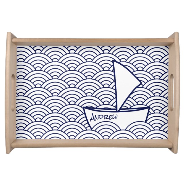 Boat on Waves Serving Tray (Front)