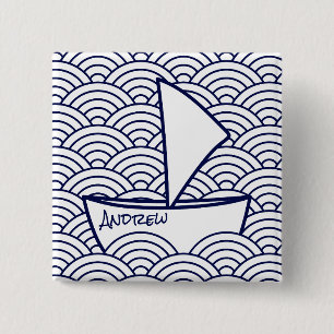 Boat on Waves Square Button