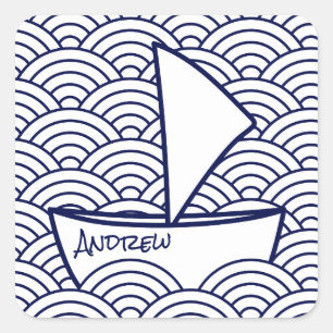 Boat on Waves Square Sticker